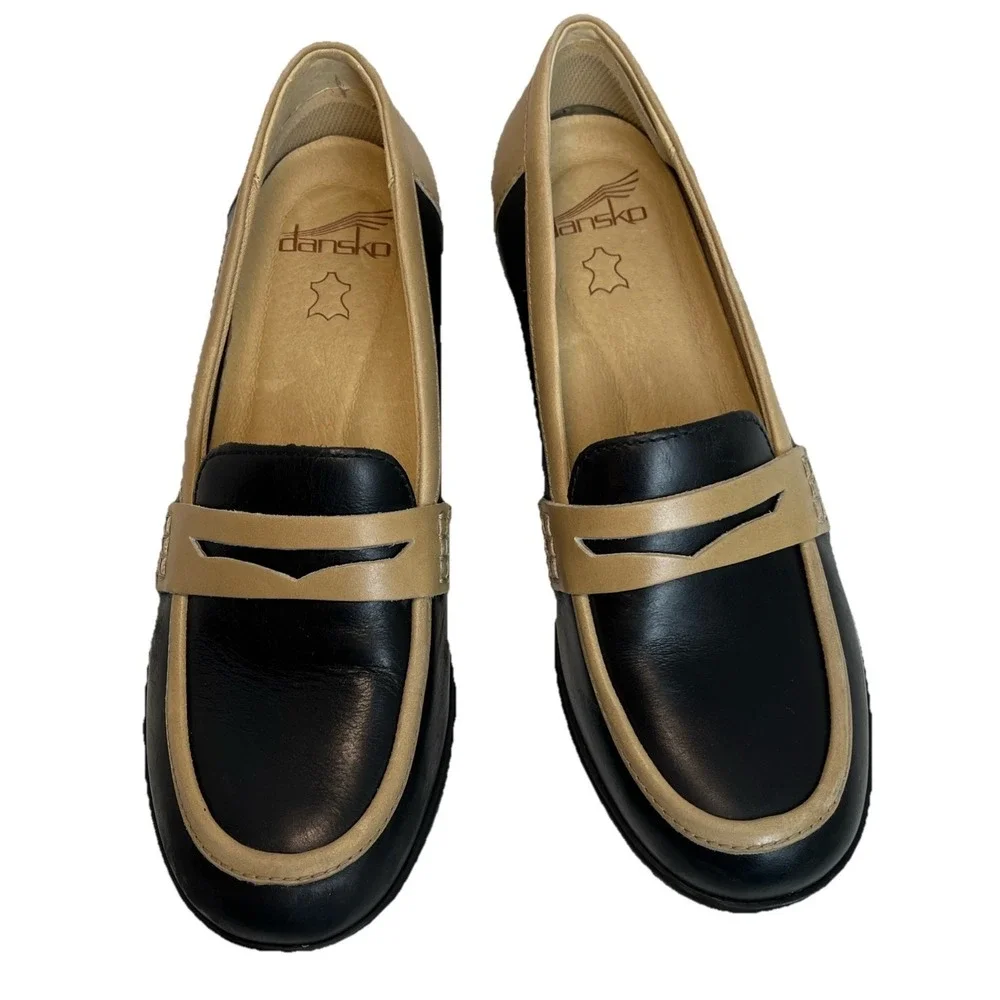 Dansko Danica Black &‎ Dune Loafers Womens Size 37 EU/6.5-7 US